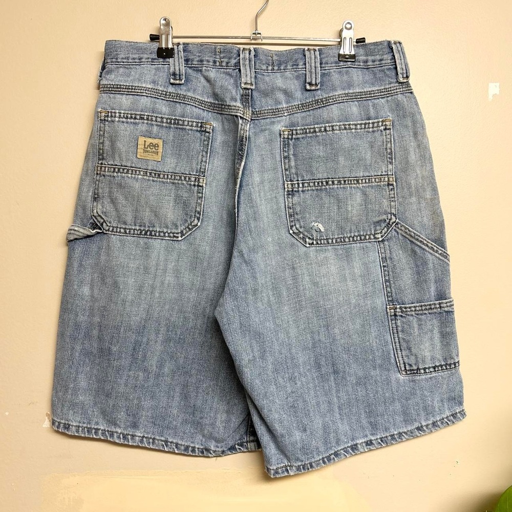 Lee Dungarees Vintage 00s Mid Wash Blue Baggy Carpenter Jean Shorts Mens 31